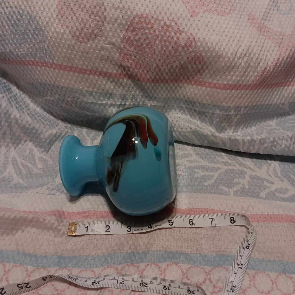 🪞Murano Blue Multicolor Art Glass Vase